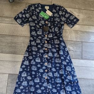 Joanie Molly Hatch Galleon Button Through Midi